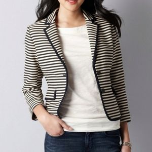 LOFT Corded Dobby Striped 3/4 Sleeve Blazer Sz 0